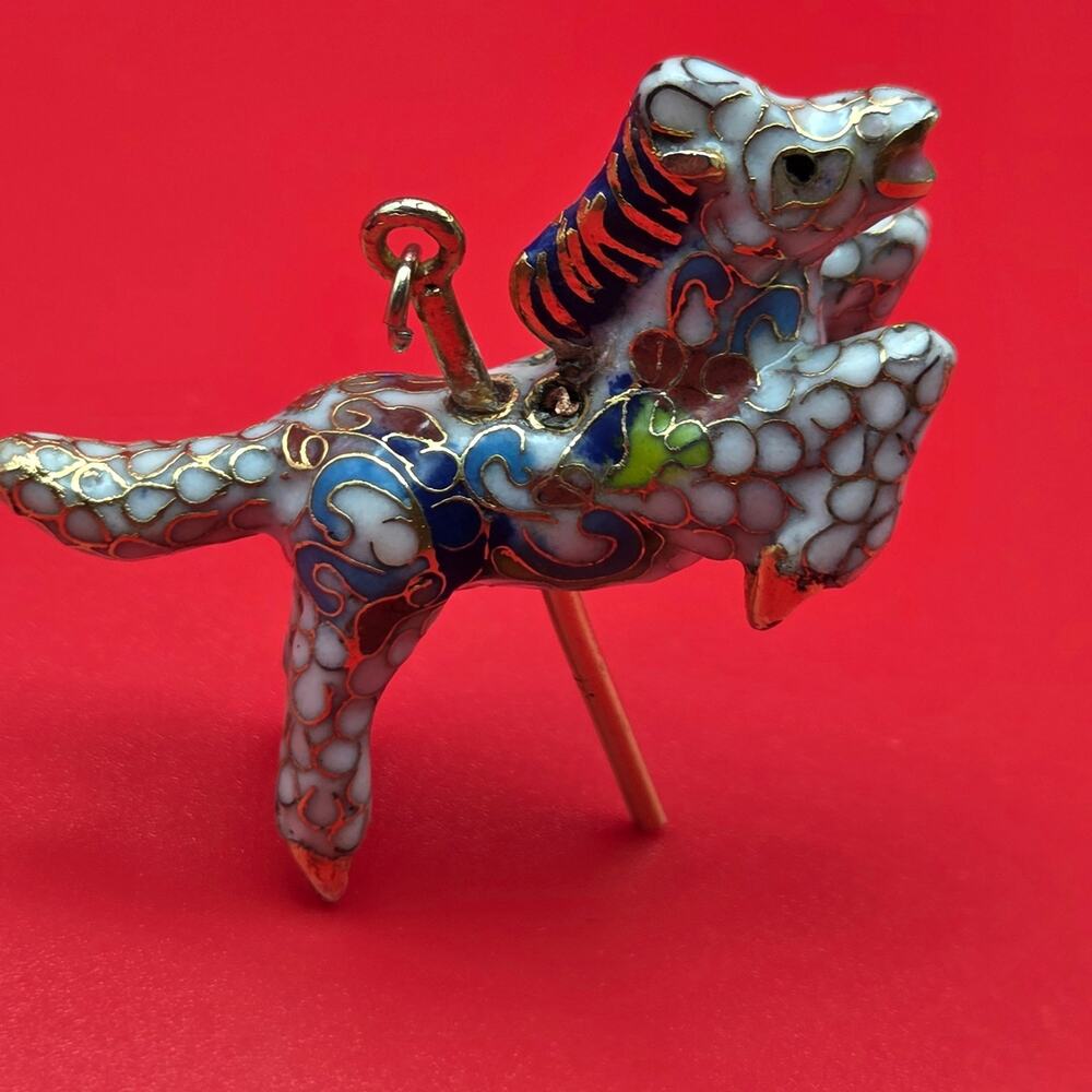 Vintage Chinese Cloisonné Carousel Horse Pendant figurine